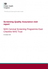 Screening Quality Assurance visit report: NHS Cervical Screening Programme East Cheshire NHS Trust